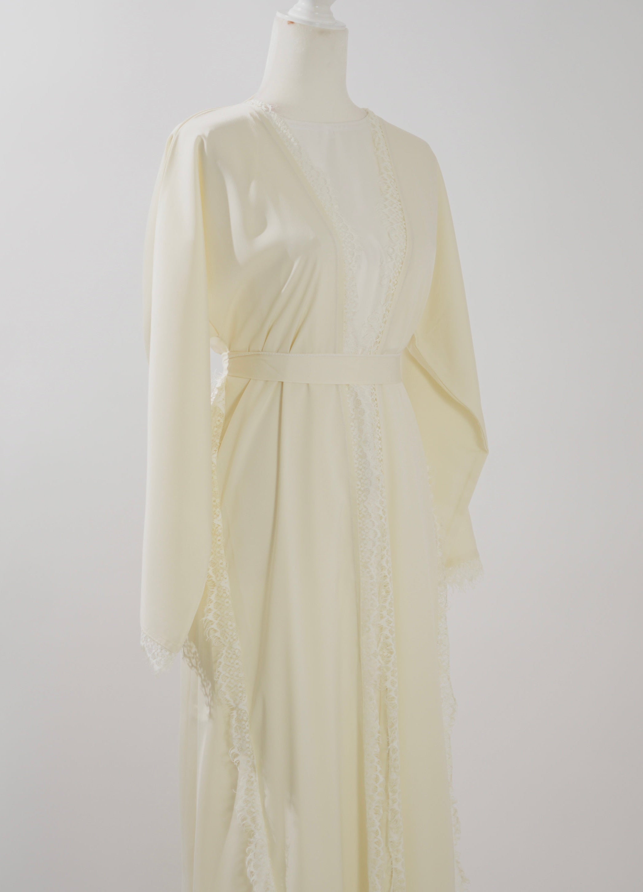 Butter Yellow Lace Abaya