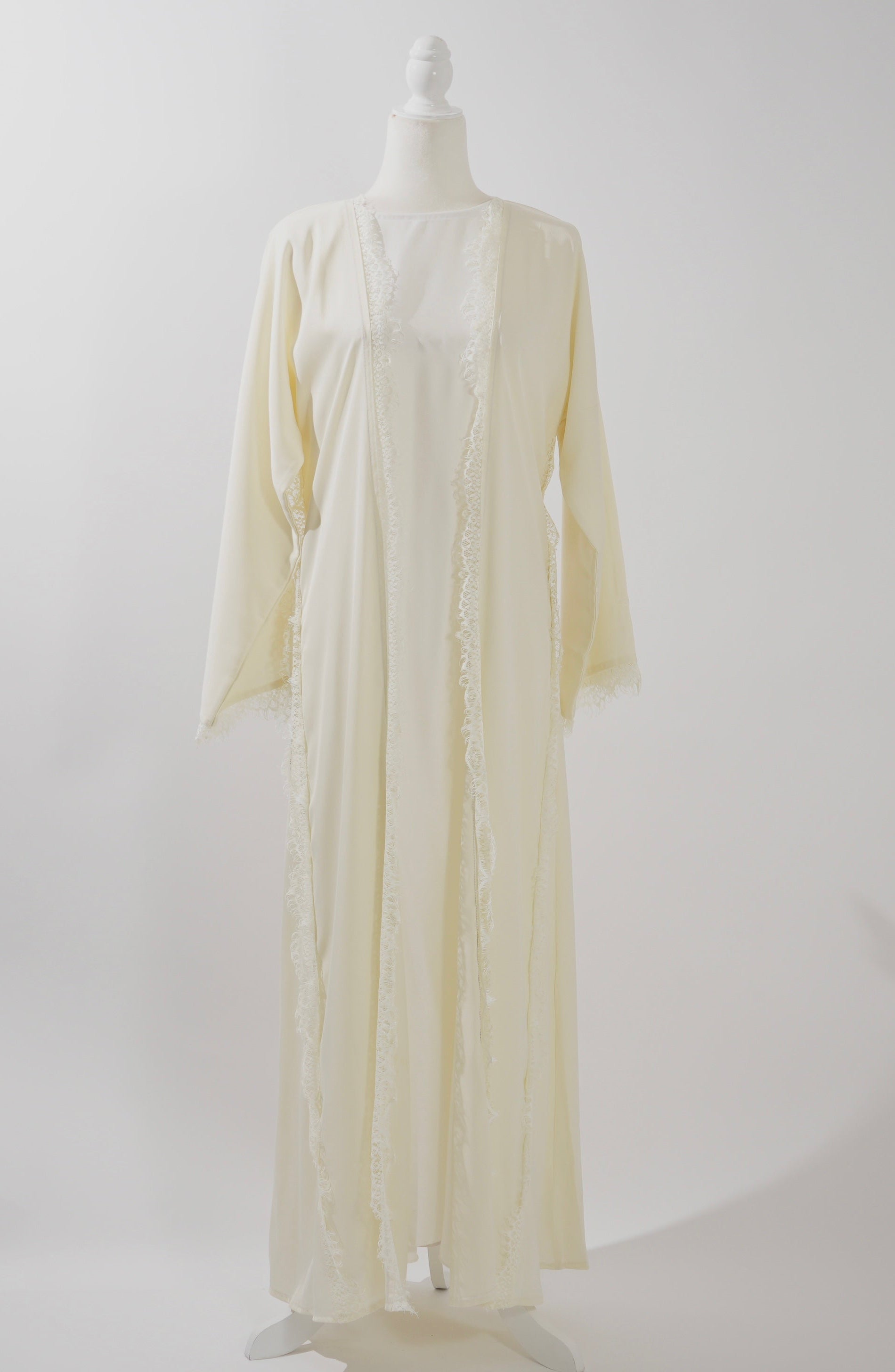 Butter Yellow Lace Abaya