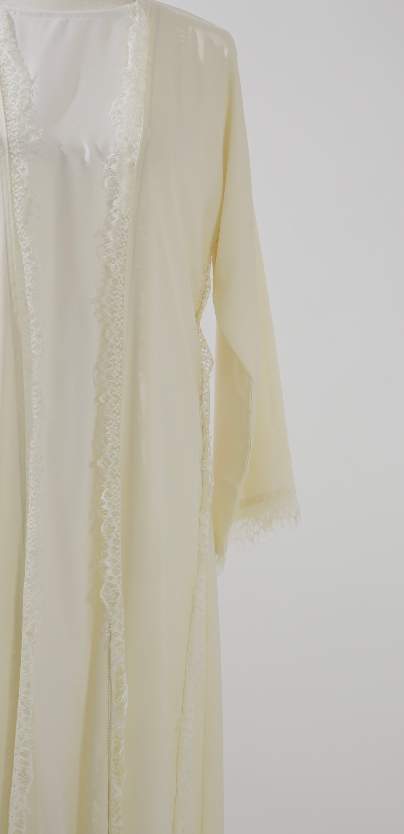 Butter Yellow Lace Abaya