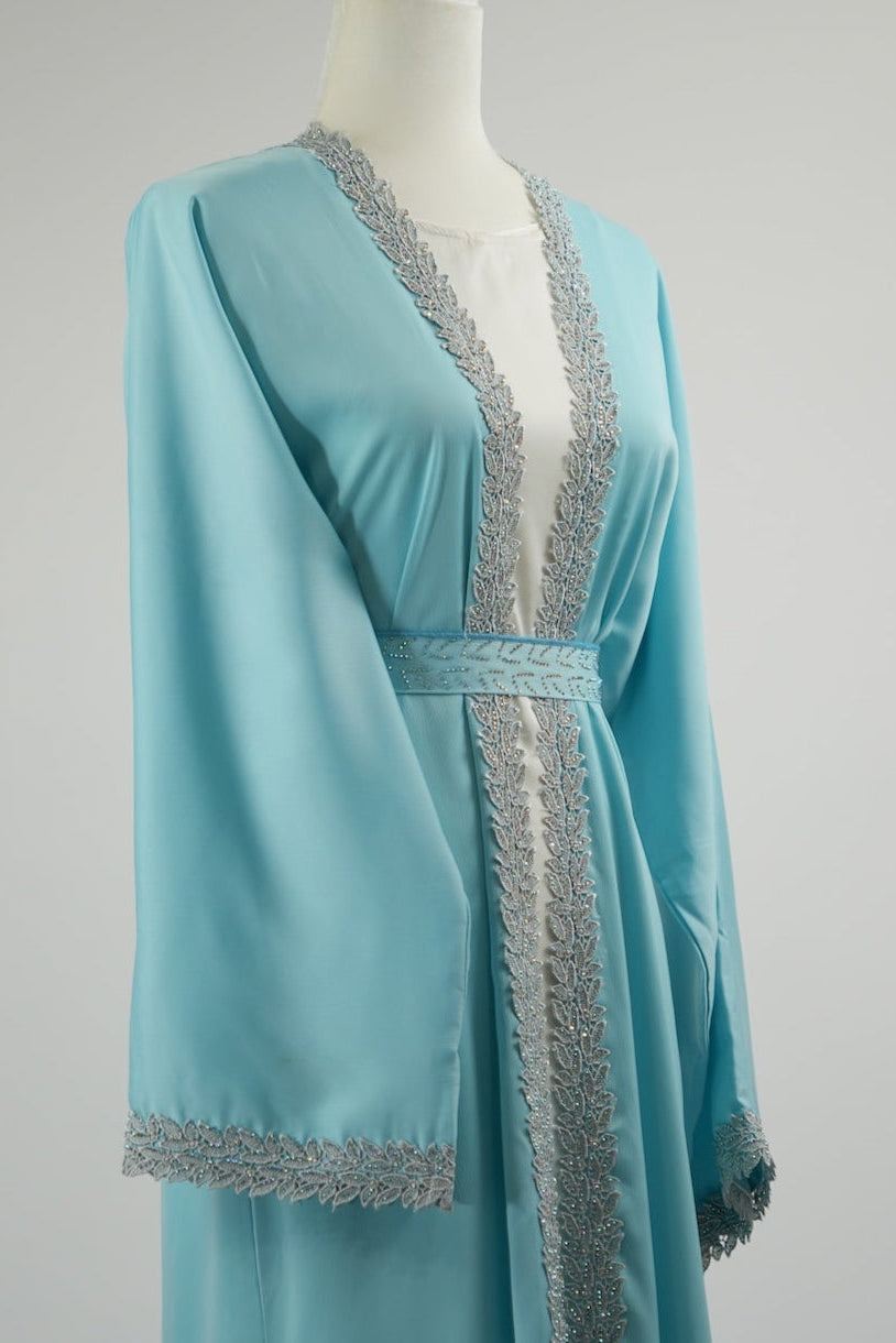 Luxury Sky Blue Abaya