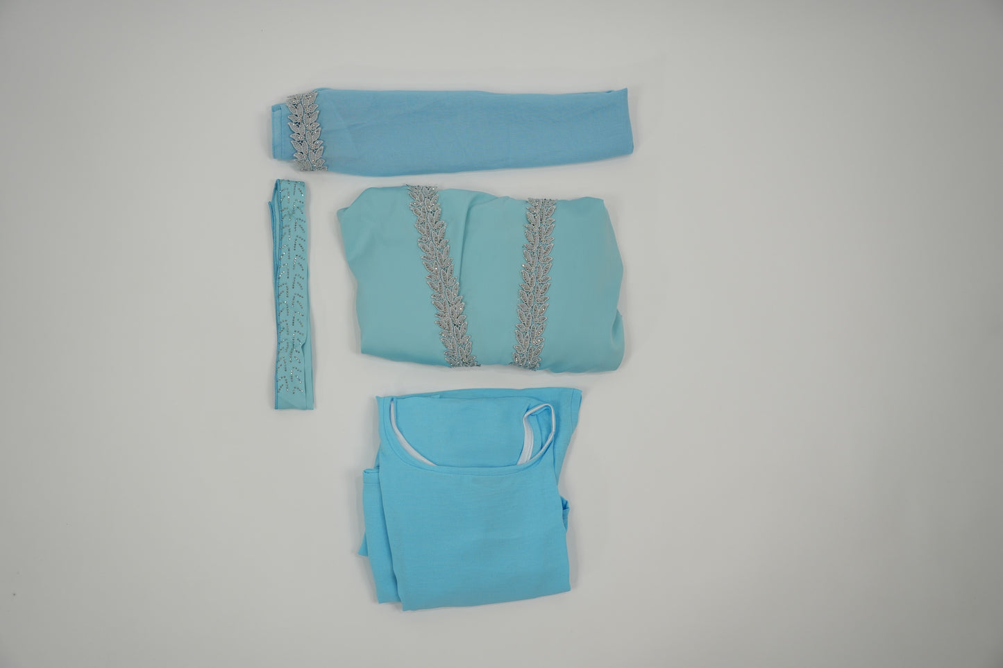 Sky Blue Open Abaya & Dress Set - Sky Blue