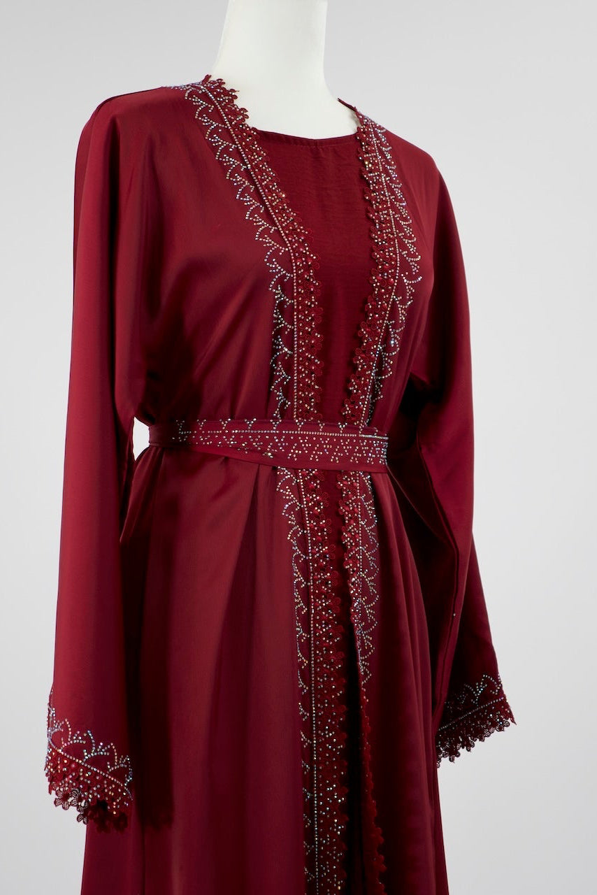 Luxury Burgundy Abaya
