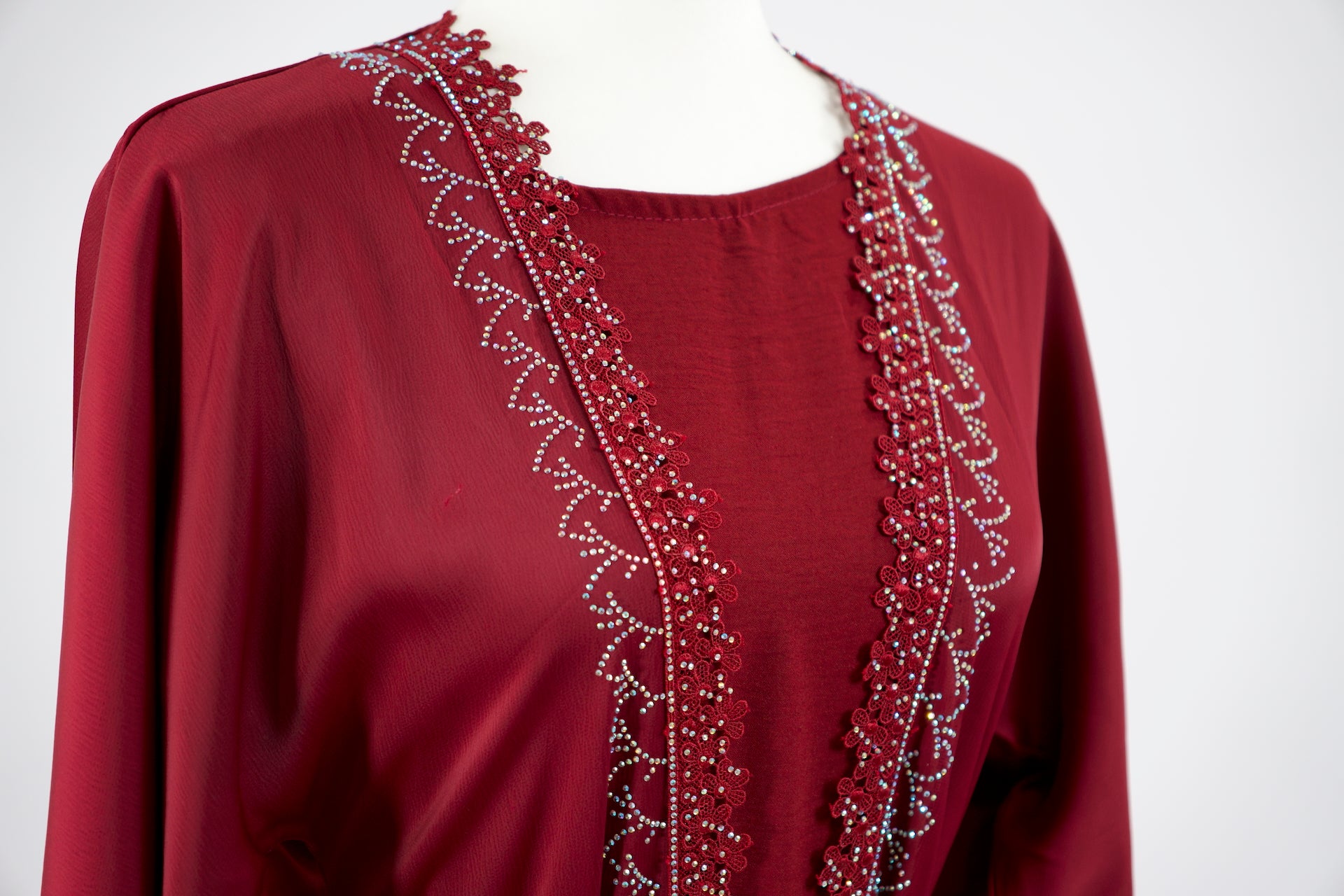 Luxury Burgundy Abaya
