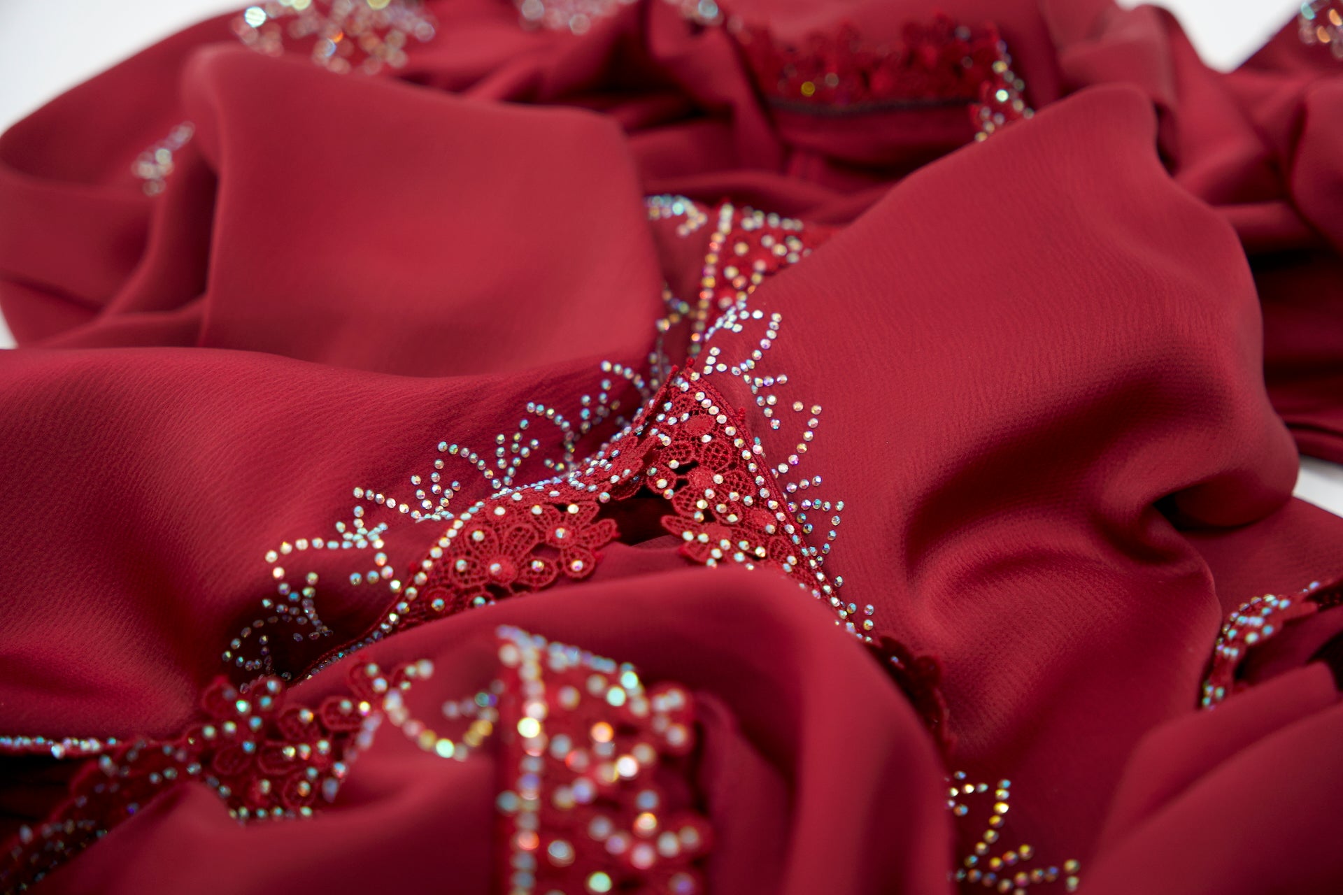 Luxury Burgundy Abaya