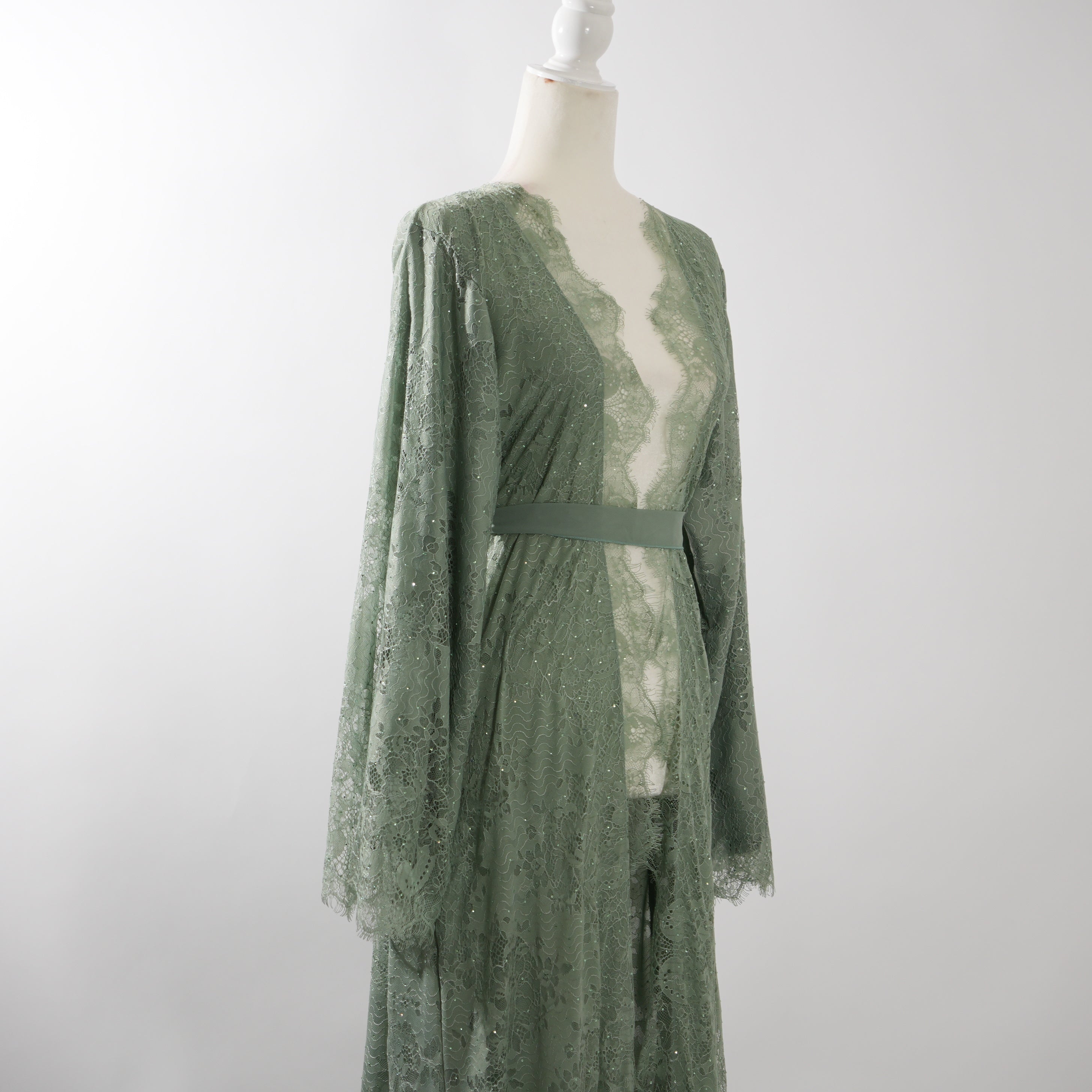 Sage Stone Lace Abaya