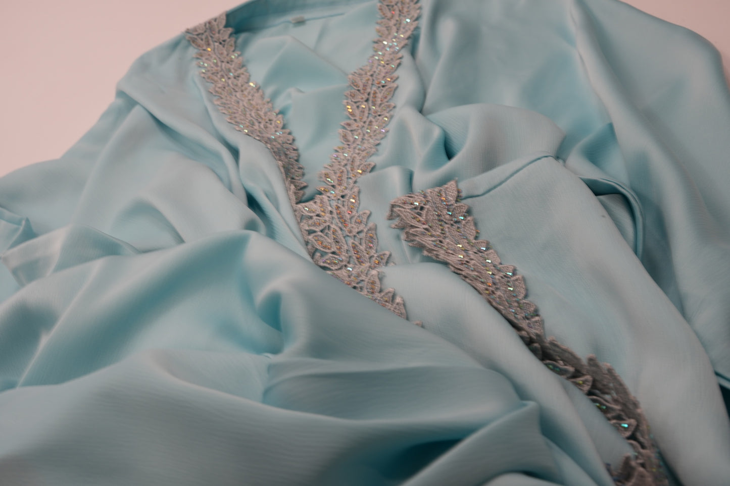 Sky Blue Open Abaya & Dress Set - Sky Blue