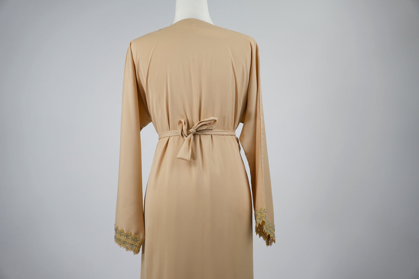 Goldish Sand Open Abaya & Dress Set- Goldish Sand