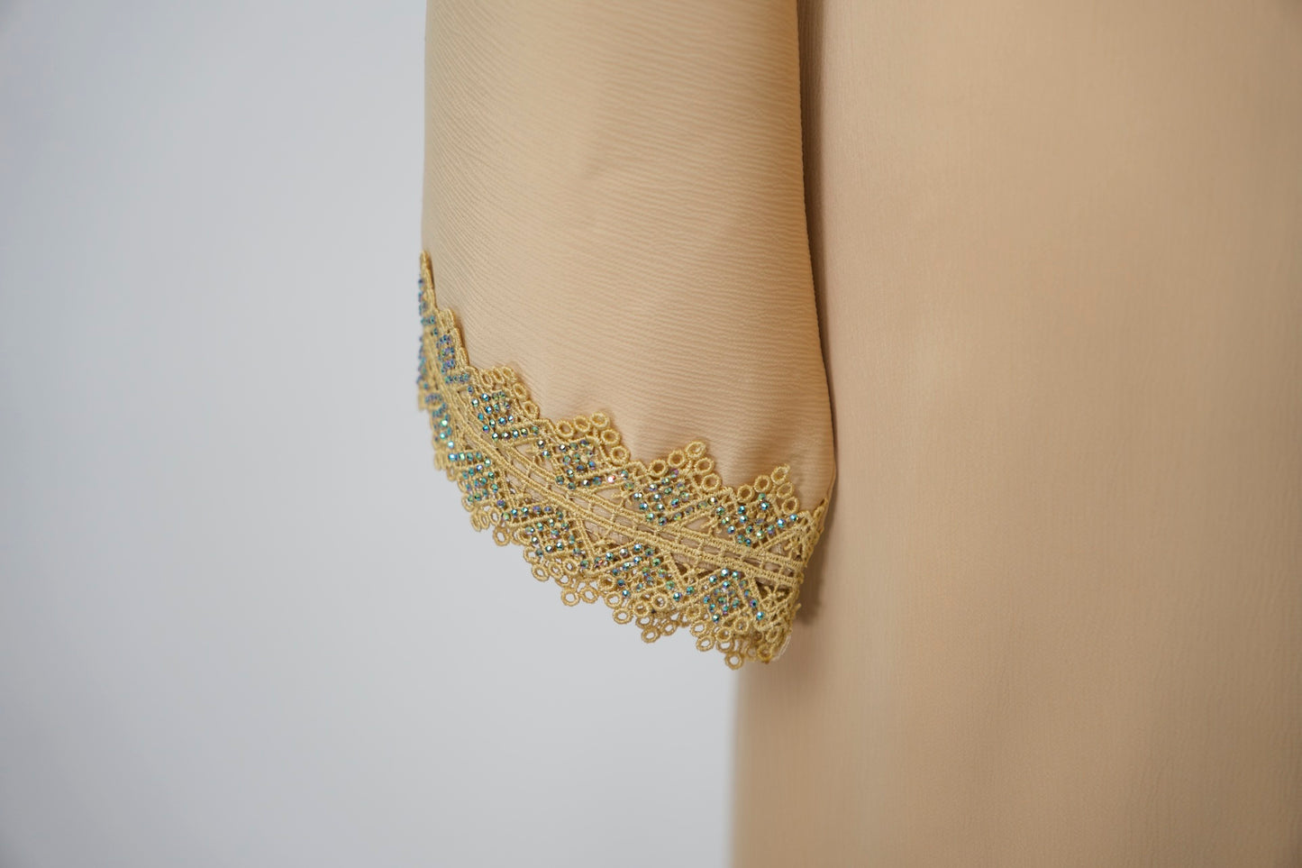 Goldish Sand Open Abaya & Dress Set- Goldish Sand