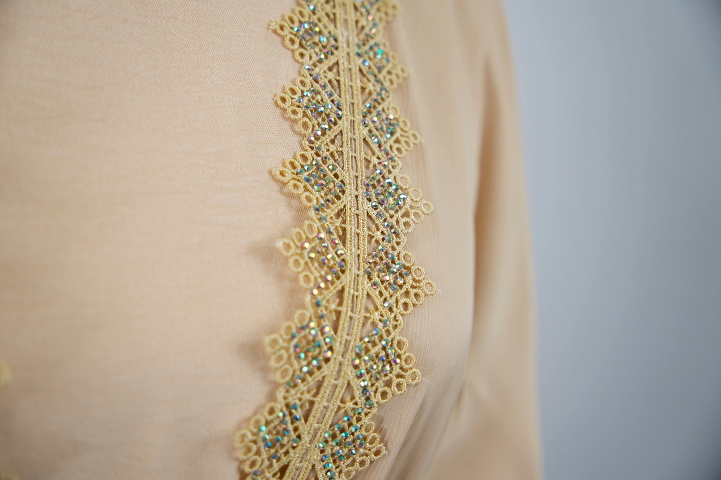 Goldish Sand Open Abaya & Dress Set- Goldish Sand