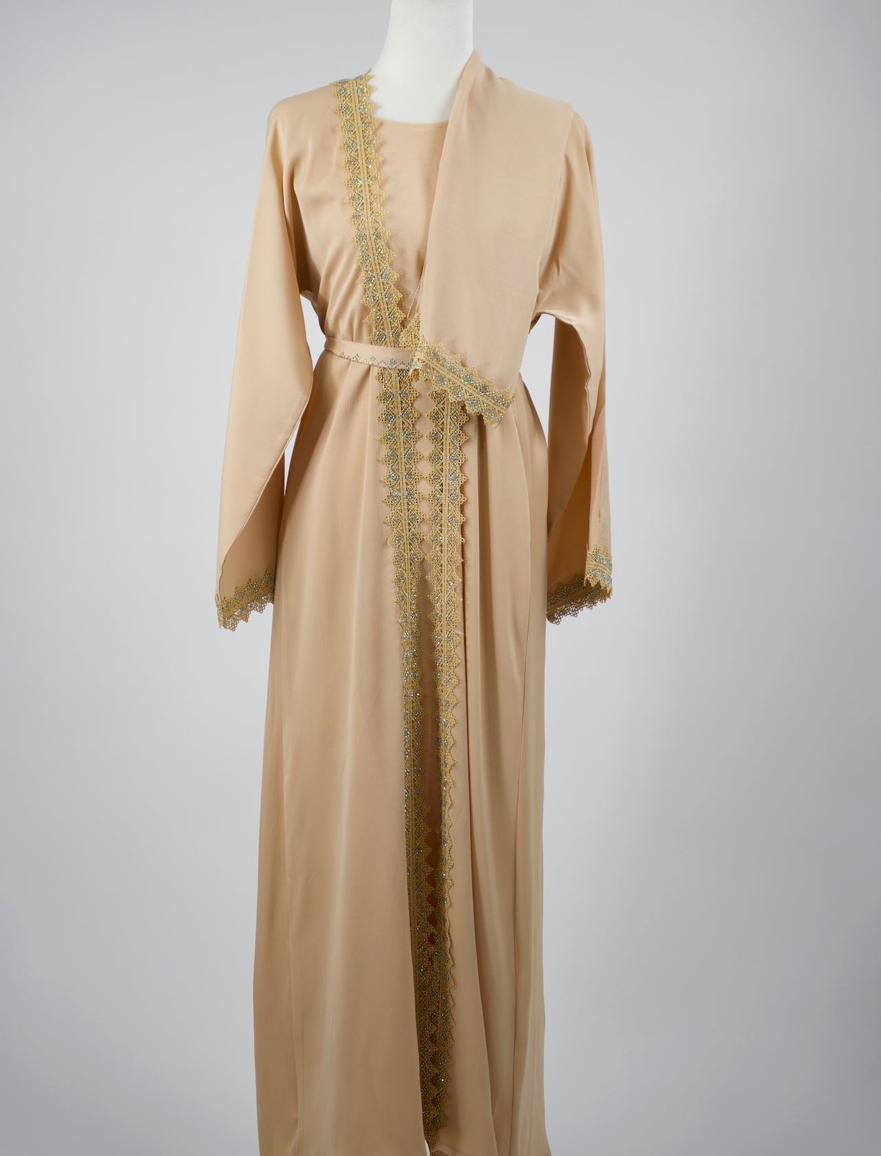 Goldish Sand Open Abaya & Dress Set- Goldish Sand