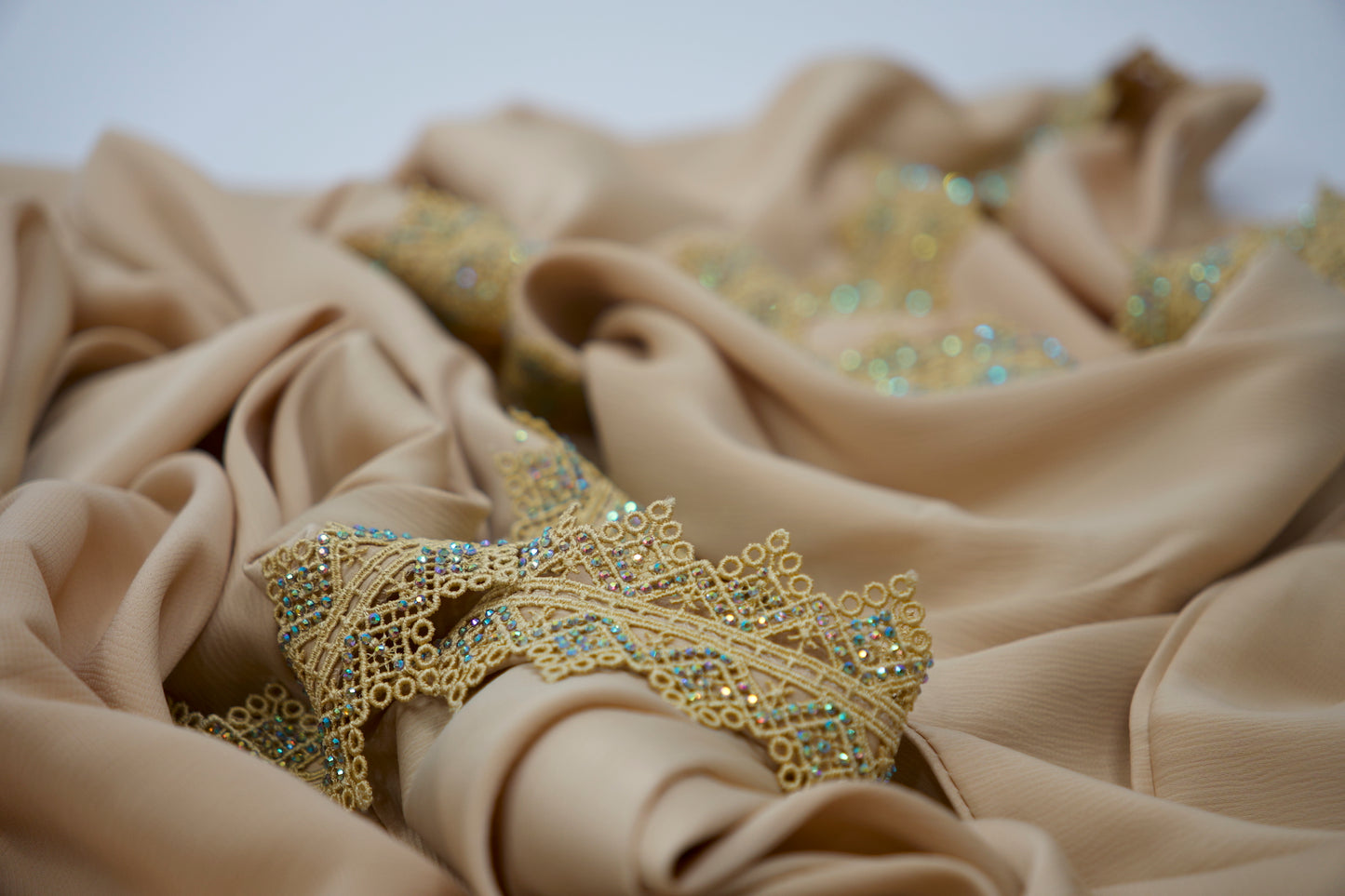 Goldish Sand Open Abaya & Dress Set- Goldish Sand