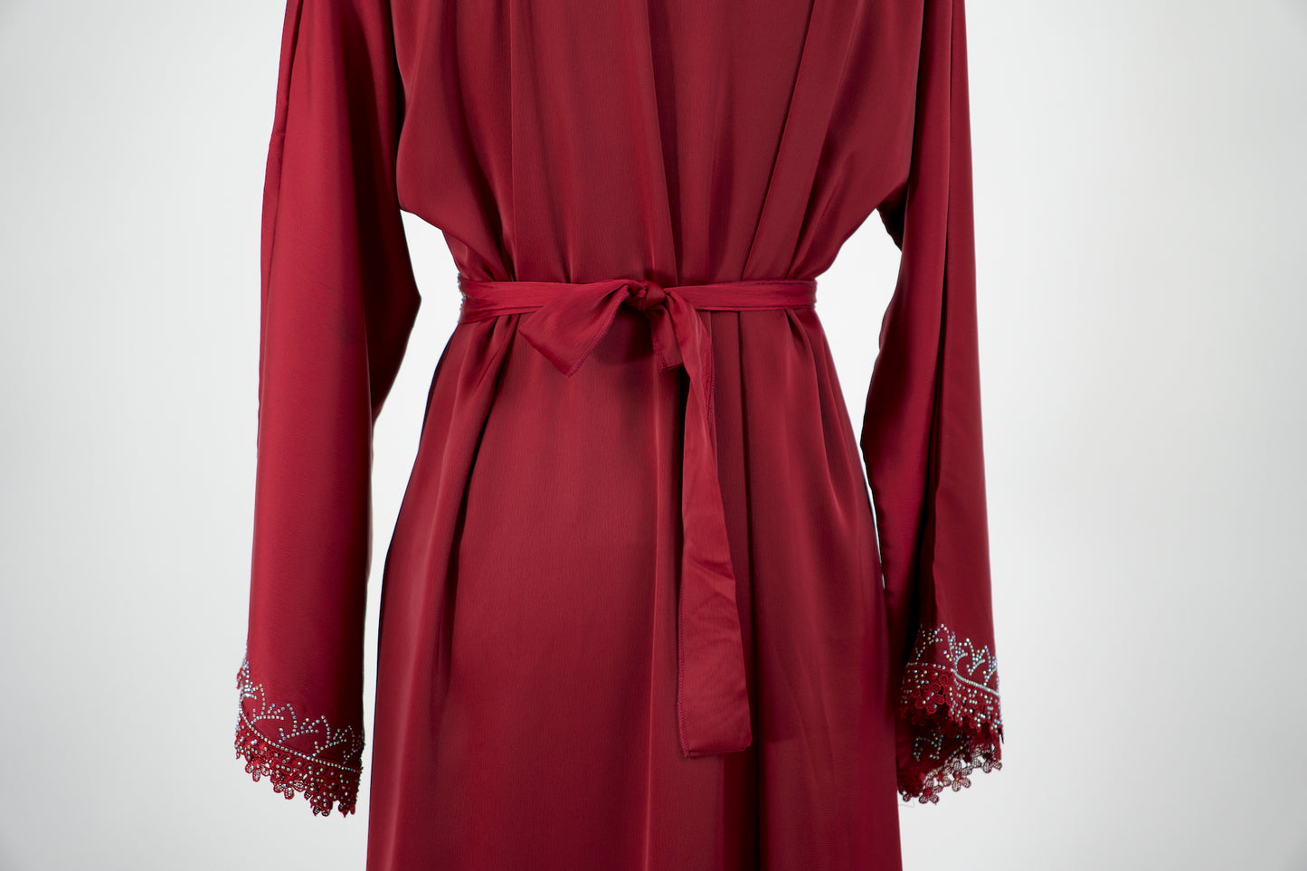 Burgundy Open Abaya & Dress Set - Burgundy