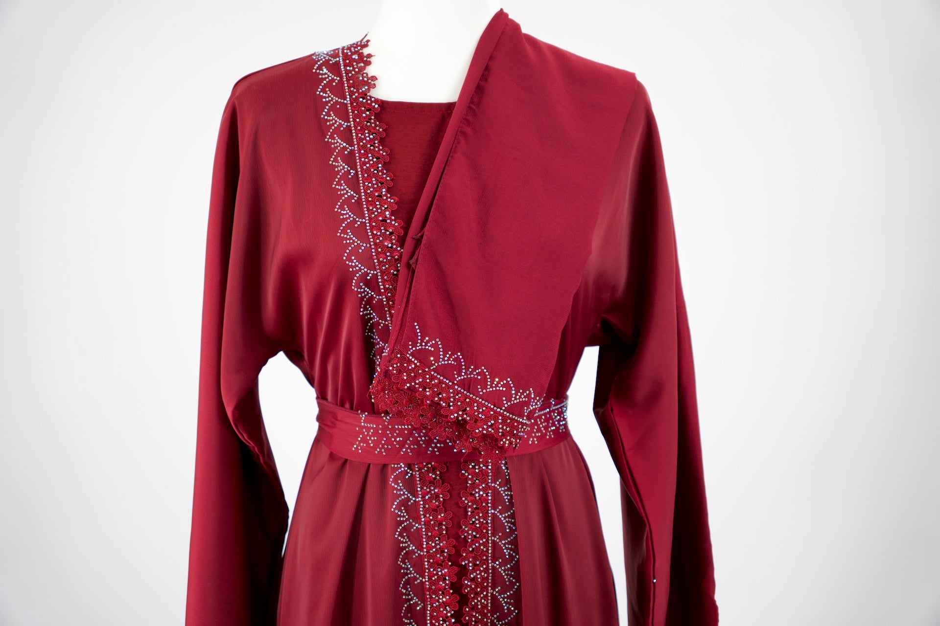 Luxury Burgundy Abaya