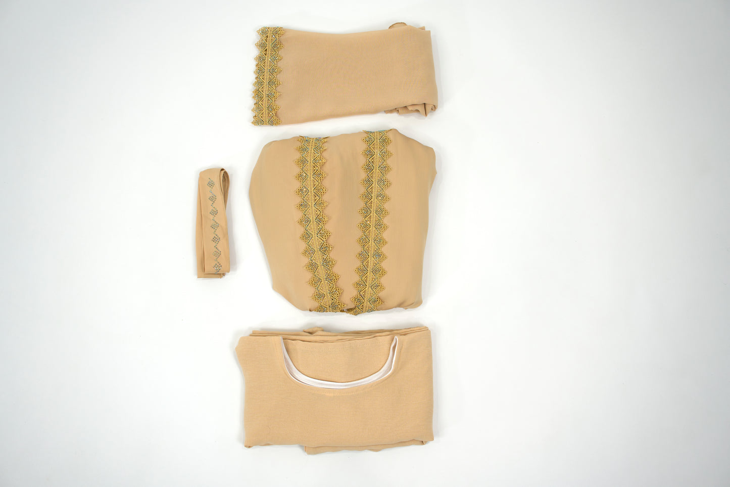 Goldish Sand Open Abaya & Dress Set- Goldish Sand