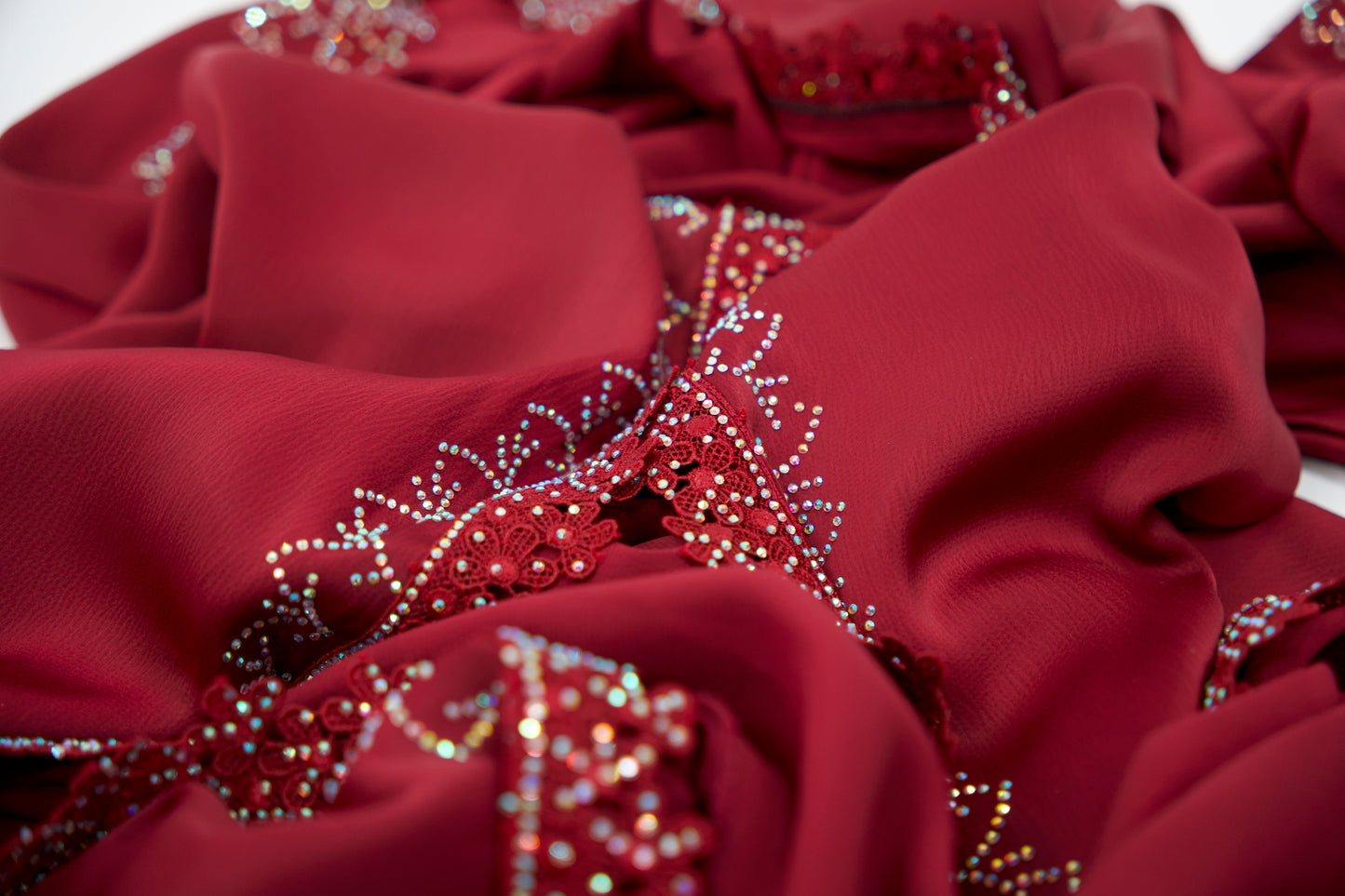 Burgundy Open Abaya & Dress Set - Burgundy